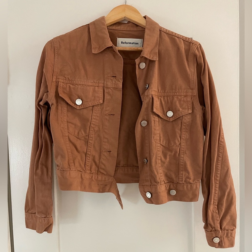 Blush-brown Reformation Denim Jacket
